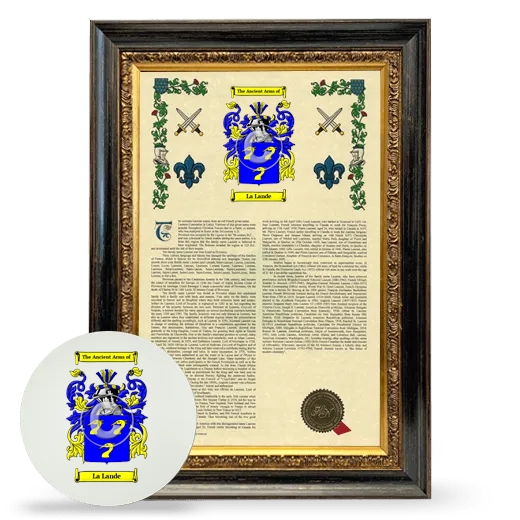 La Lande Framed Armorial History and Mouse Pad - Heirloom